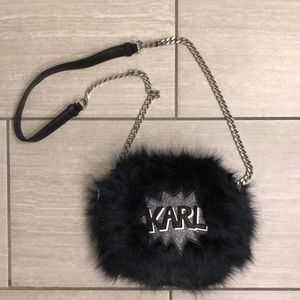 Karl Lagerfeld Faux Fur Crossbody Bag NWT